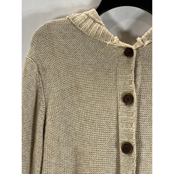 GUIDE SERIES Women's Beige Button Down Ribbed Hooded Sweater SZ 1X - Picture 3 of 13
